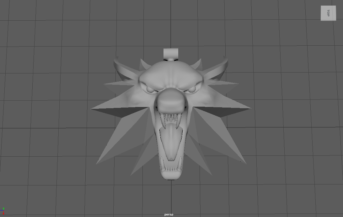 3D model of the School of the Wolf medallion from the "Witcher", Maya, 2025