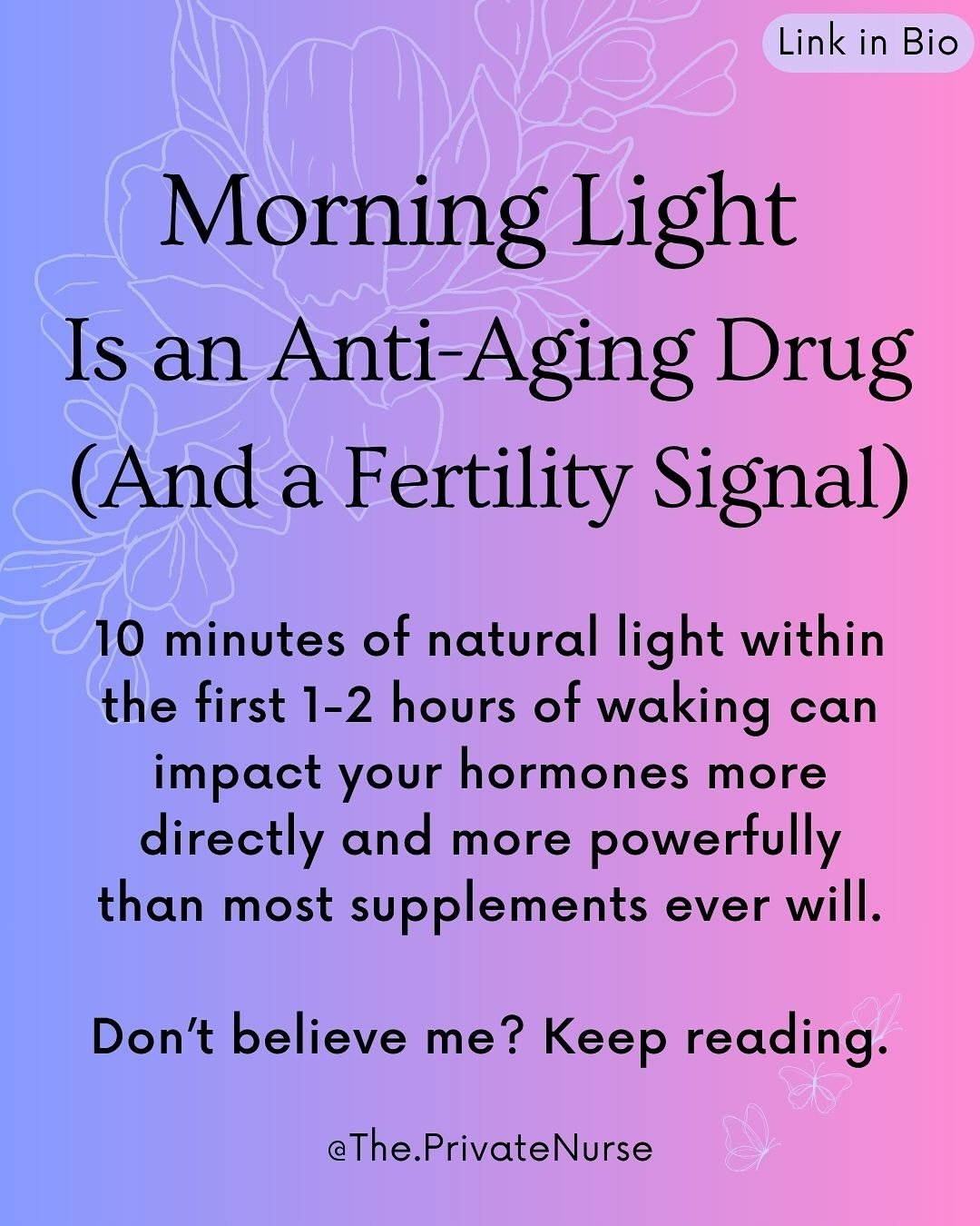 You&rsquo;ve probably heard &ldquo;morning sunlight is good for you,&rdquo; but what nobody tells you is why it matters &mdash; and how deeply it shapes both your longevity and your hormones.

The truth is, 10 minutes of natural light within the firs
