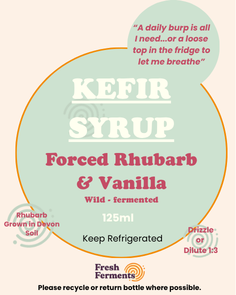 RHUBARB & VANILLA KEFIR SYRUP Front Label