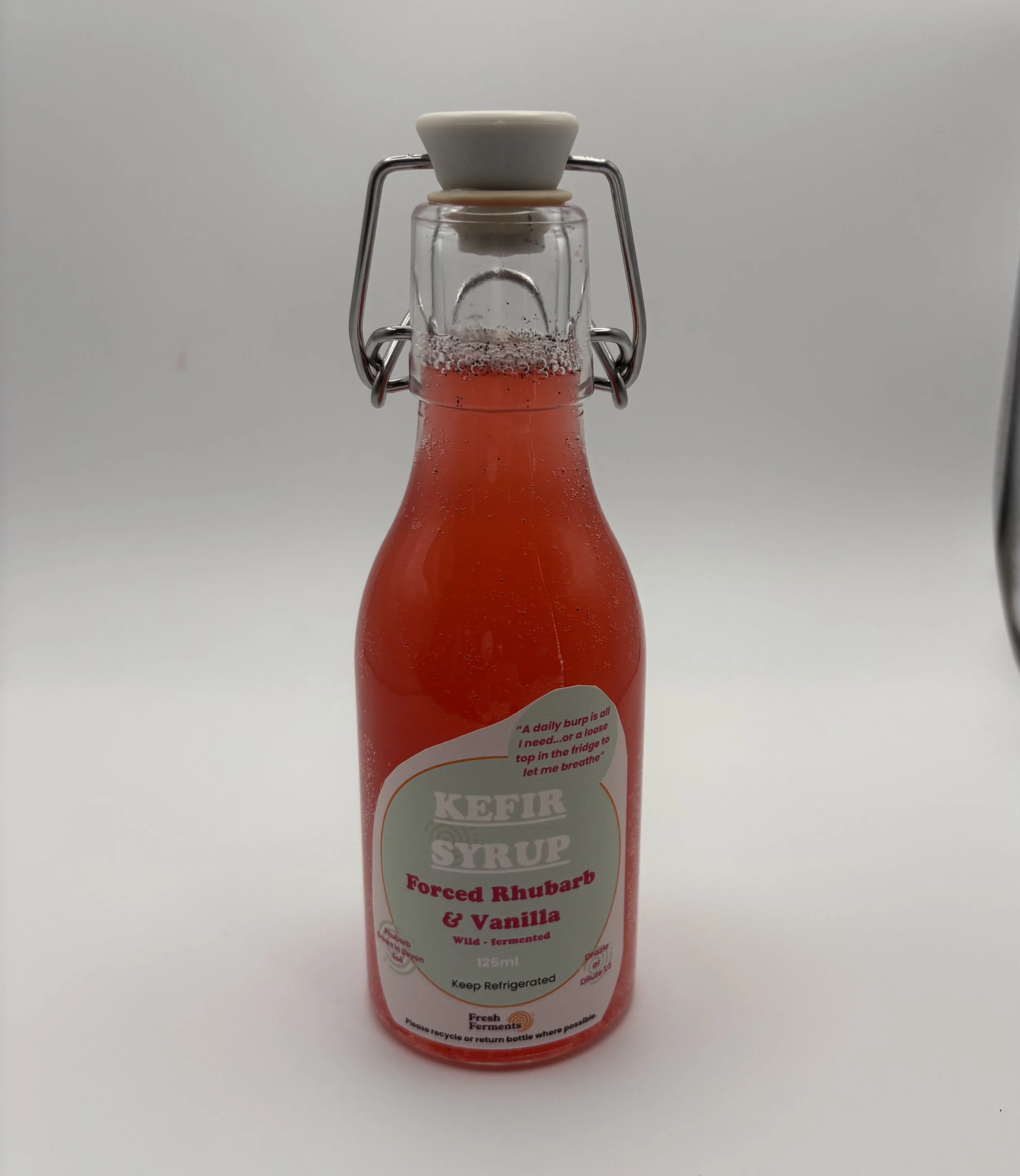 Wild Fermented Organic Forced Rhubarb & Vanilla Kefir Syrup.