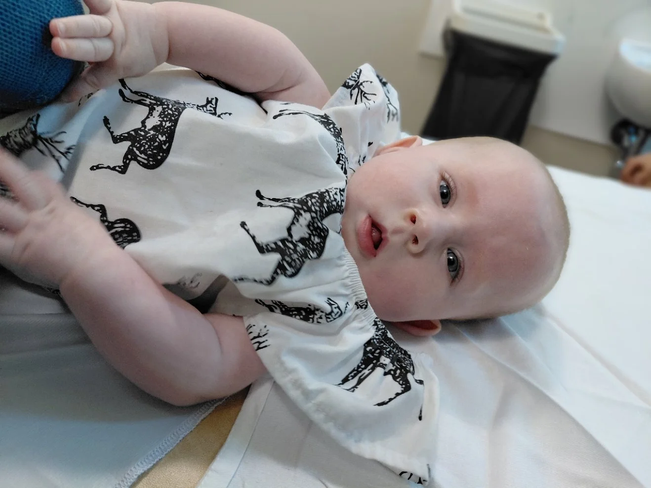 hannah-rose on hospital bed waiting for orthopedic surgeon