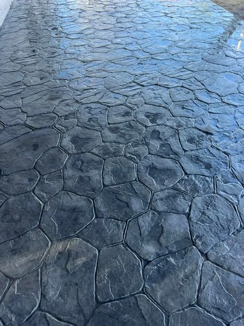 Stamped concrete patio with decorative finish