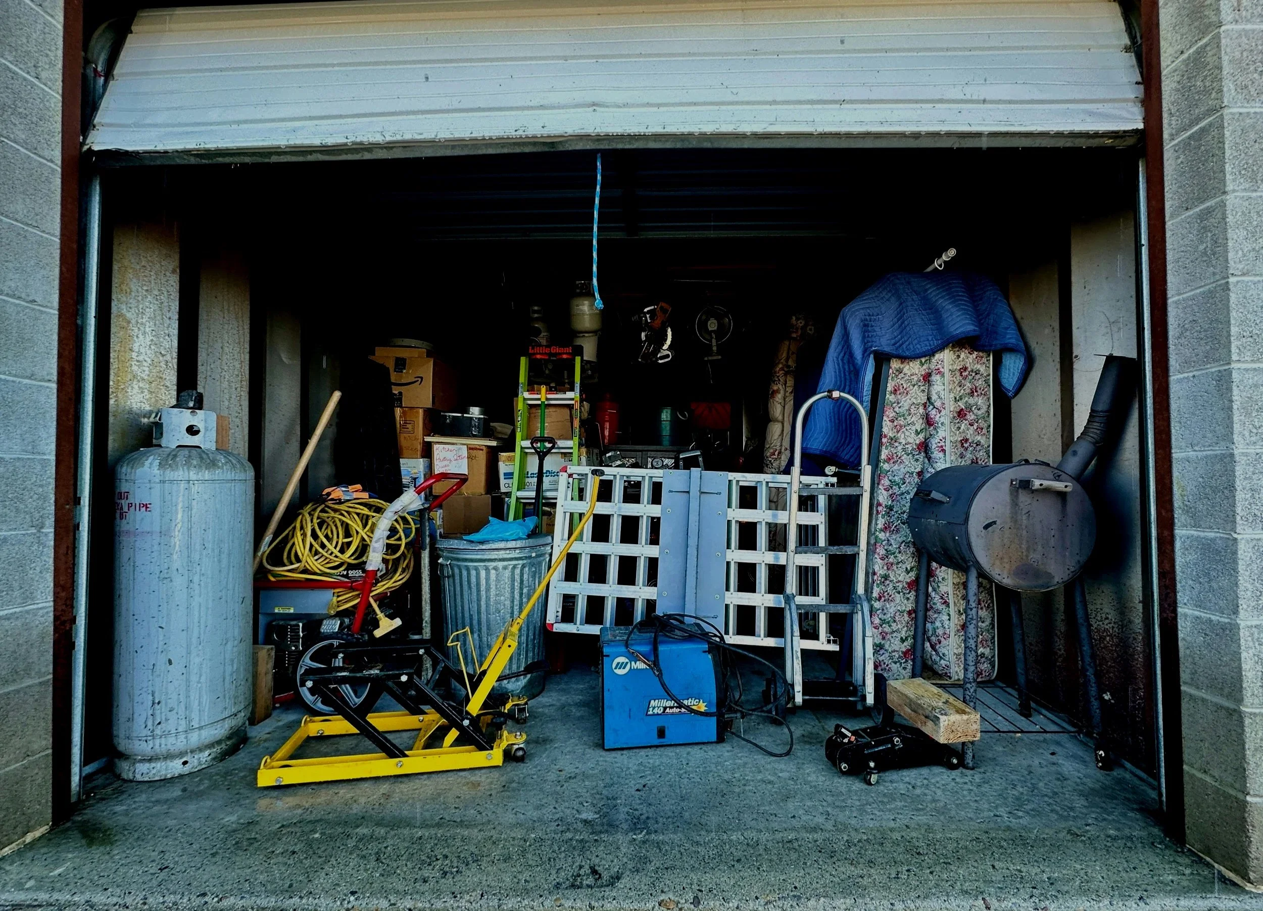 Garage junk storage trash