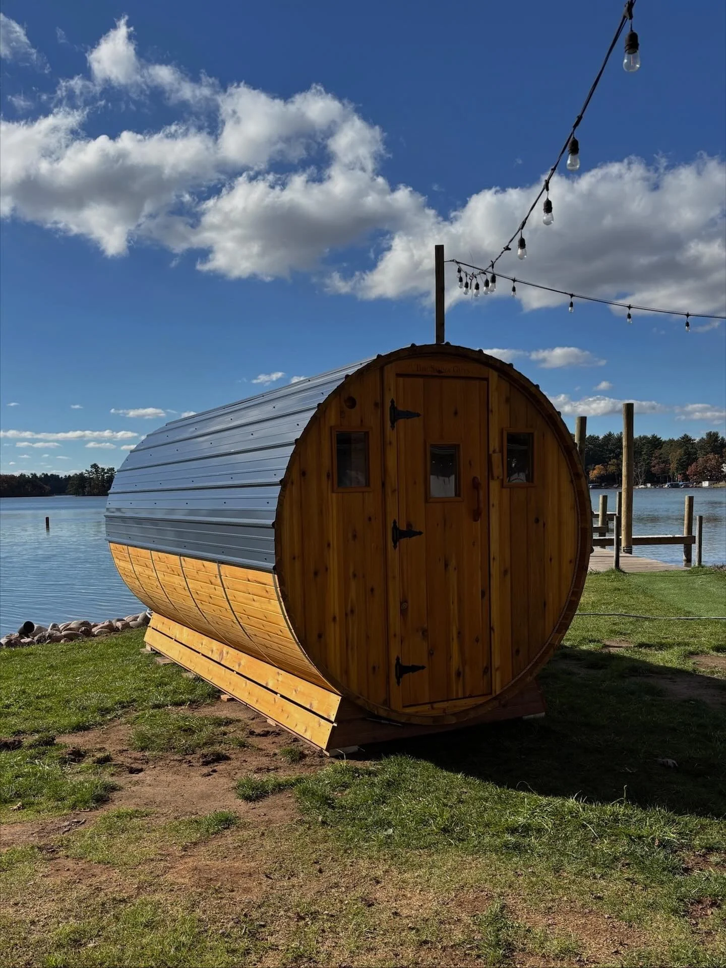 It's here! Our sauna is finally home on the Green at @indiancrossingcasino Waterfront Restaurant, Bar &amp; Events. And what a great home it is!

Right on the shore, it feels like you are floating on the water with beautiful views of Columbia Lake ou