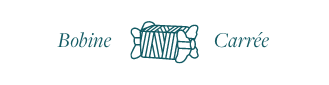 Logo avec une bobine de fil en crochet et le texte 'Bobine' et 'Carrée'