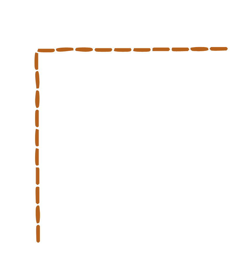 Un schéma illustrant un papier avec une ligne pointillée indiquant une ligne de pliage ou de coupe.