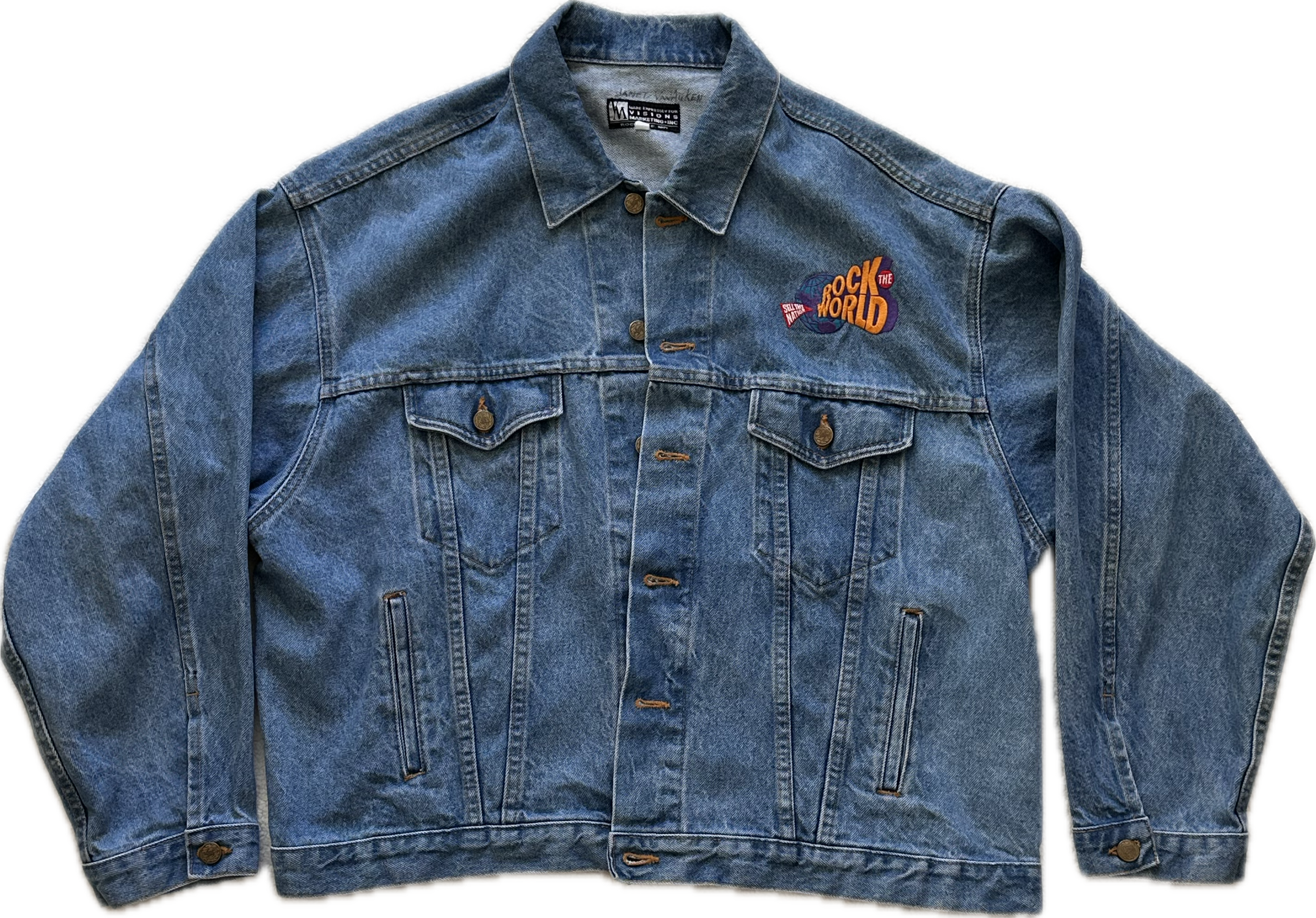 sell the nation rock the world denim jacket