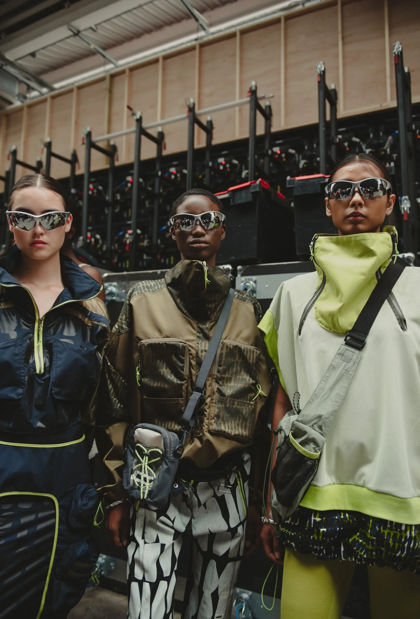 Outdoor-inspired fashion collection designed for a London showcase, highlighting practical details and screen print techniques.