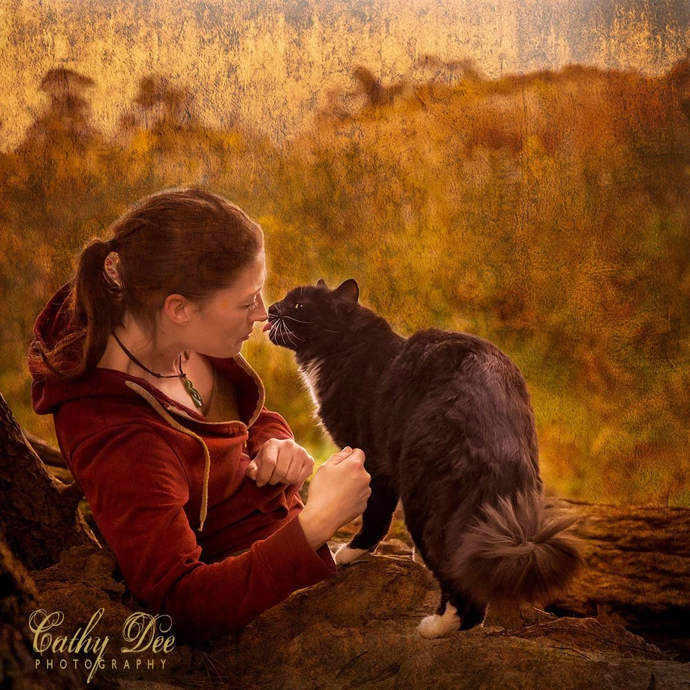 woman with cat