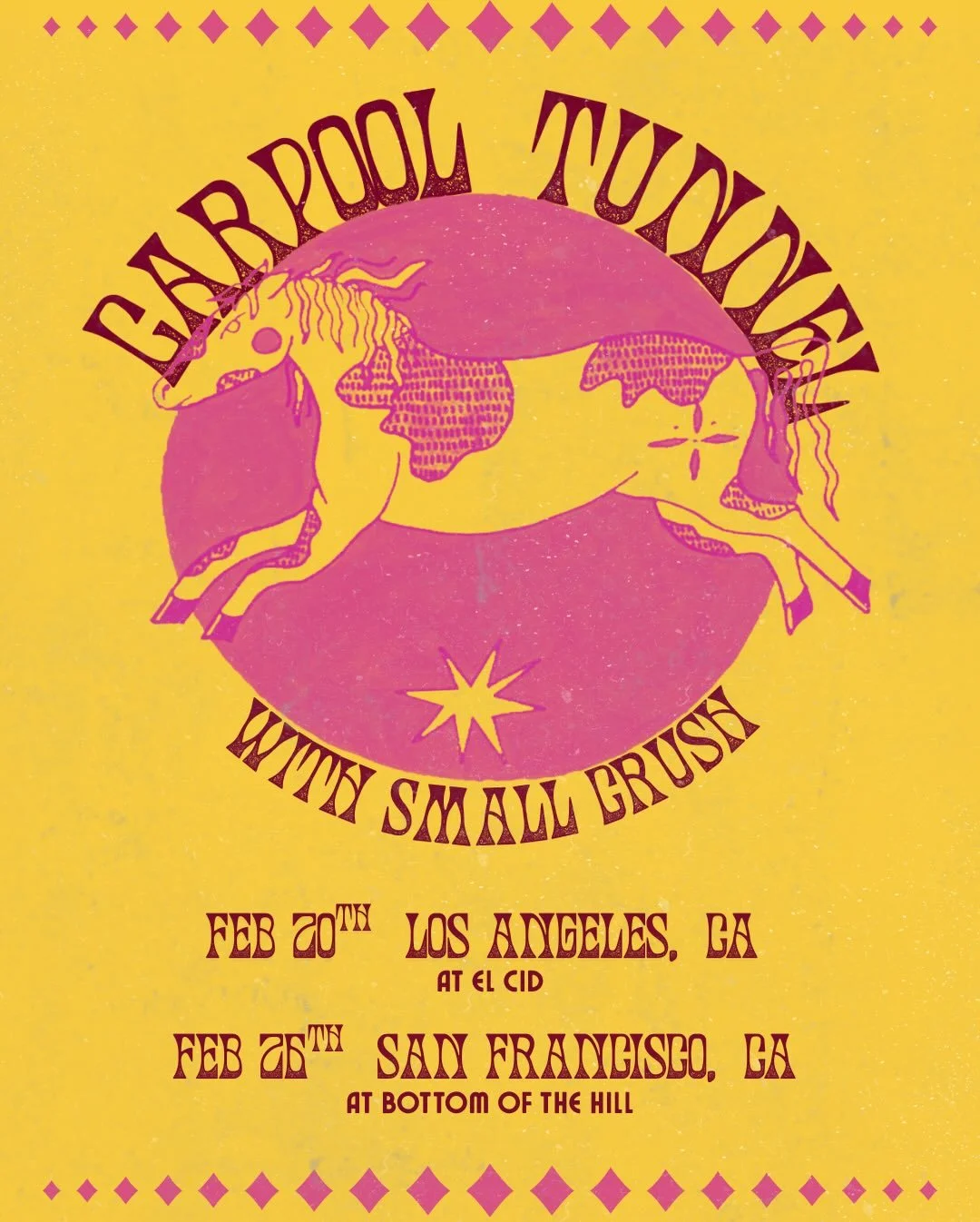 carpool tunnel x small crush reunion shows!!! we&rsquo;ve gotten to play so many shows together we had to run it back to the 2018 days 🩷🫶🏻 tickets on sale now! some old flyers for the mems