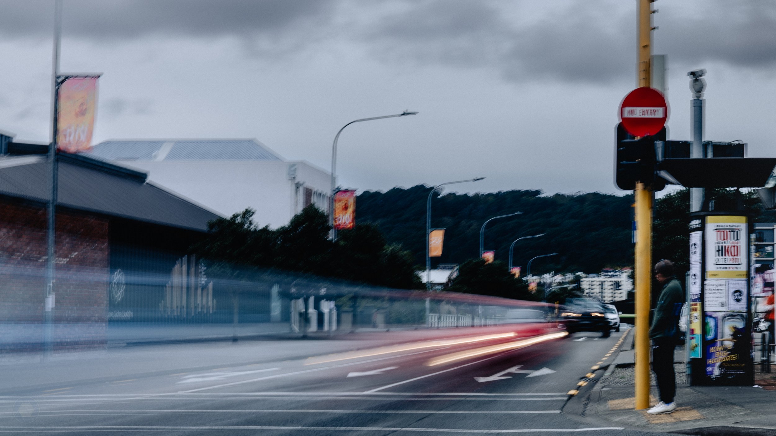 blured headlights on a busy street