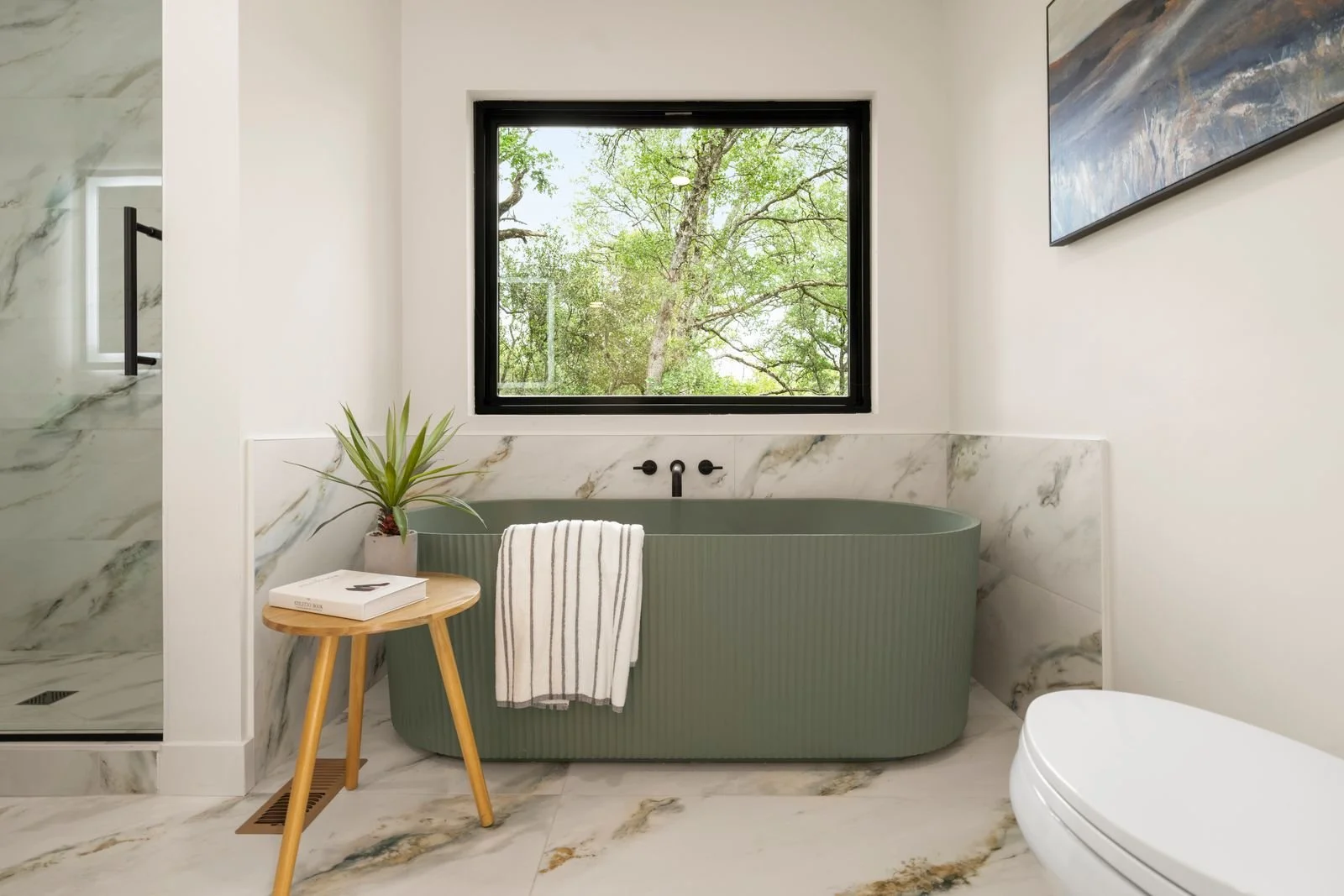 relax with a nice glass of wine in this beautiful soaker tub