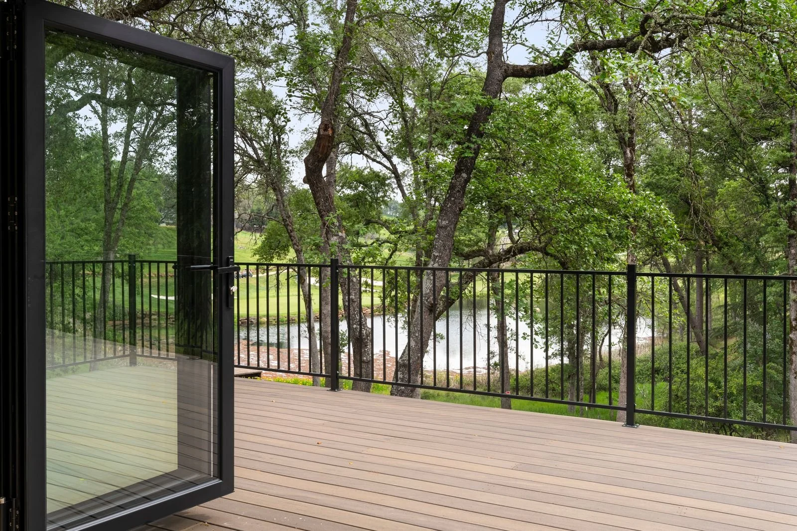 beautiful views of the trees and pond 
