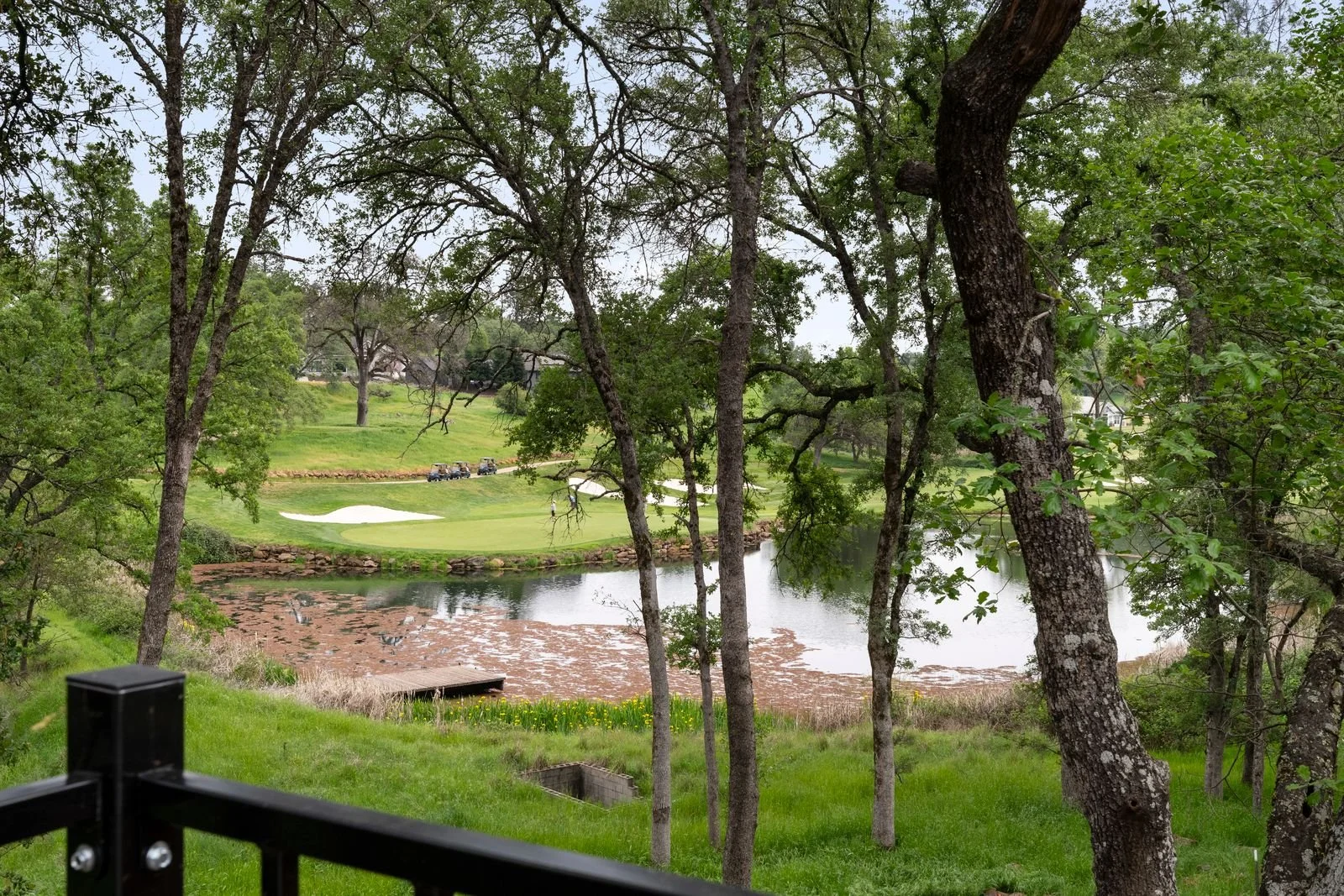 wake up to the birds chirping in the trees and breeze off of the pond