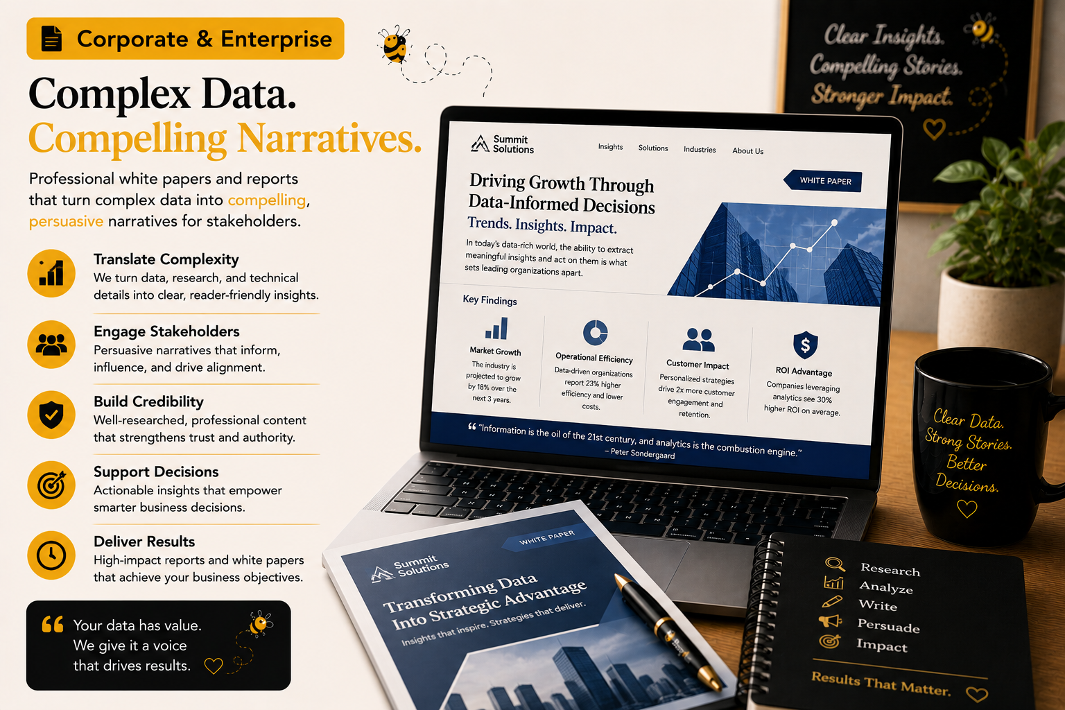 📄 Corporate & Enterprise
Professional white papers and reports that turn complex data into compelling, persuasive narratives for stakeholders.
