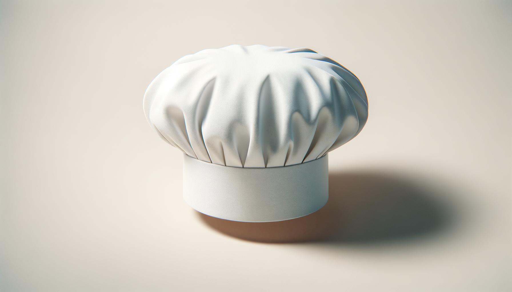 A white chef's hat on a plain background.