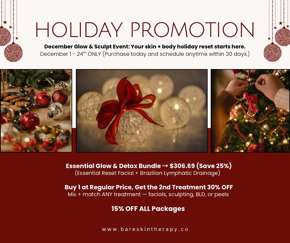 - The holiday glow-up you&rsquo;ve been waiting for is finally here. ✨

From December 1&ndash;24th, treat yourself to a full skin + body reset with our exclusive Holiday Glow &amp; Sculpt Event &mdash; designed to help you feel lighter, brighter, and