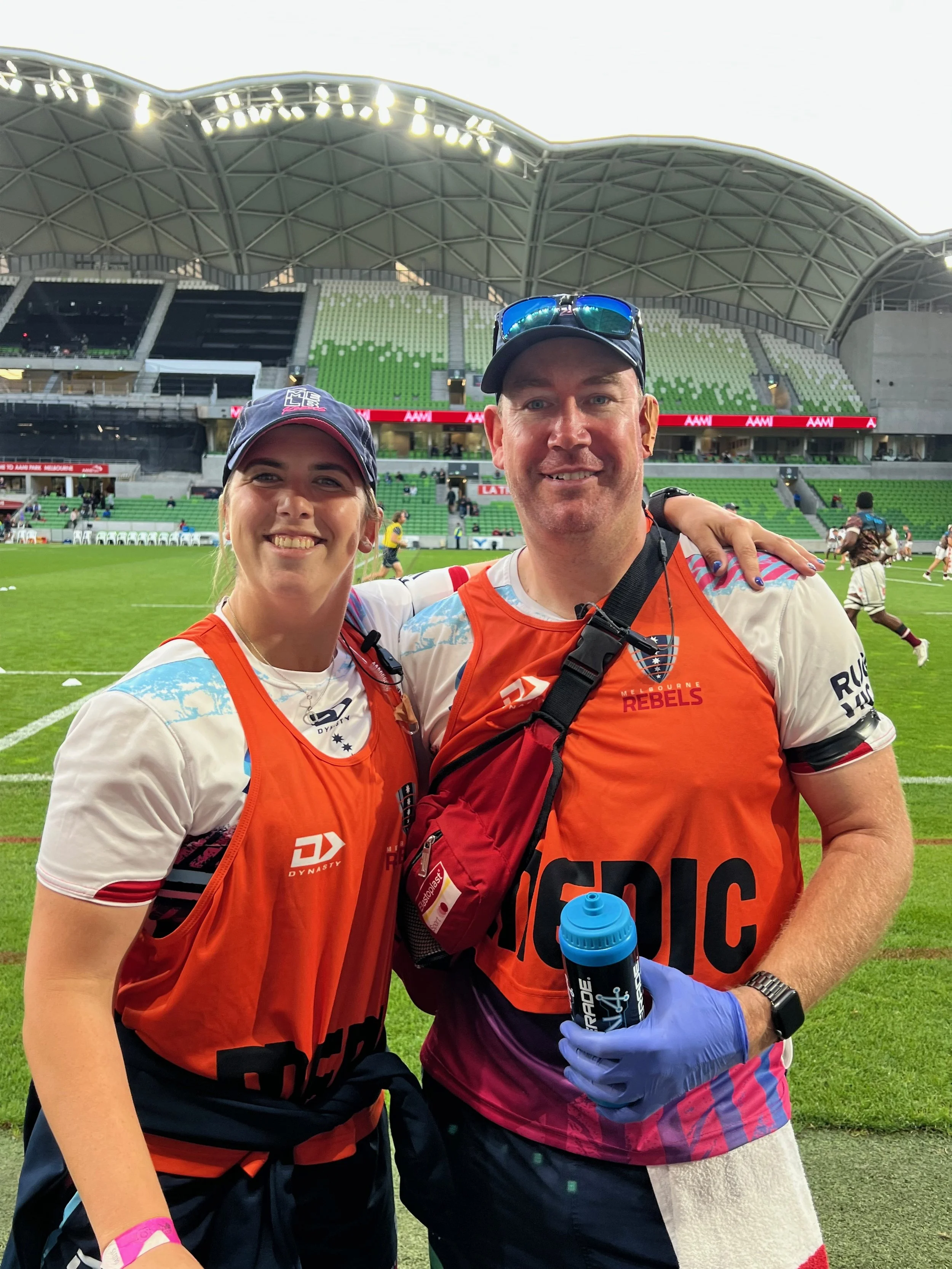 Flinn Shiel, APA Sport & Exercise Physiotherapist, working in elite rugby union at AAMI park, Melbourne.
