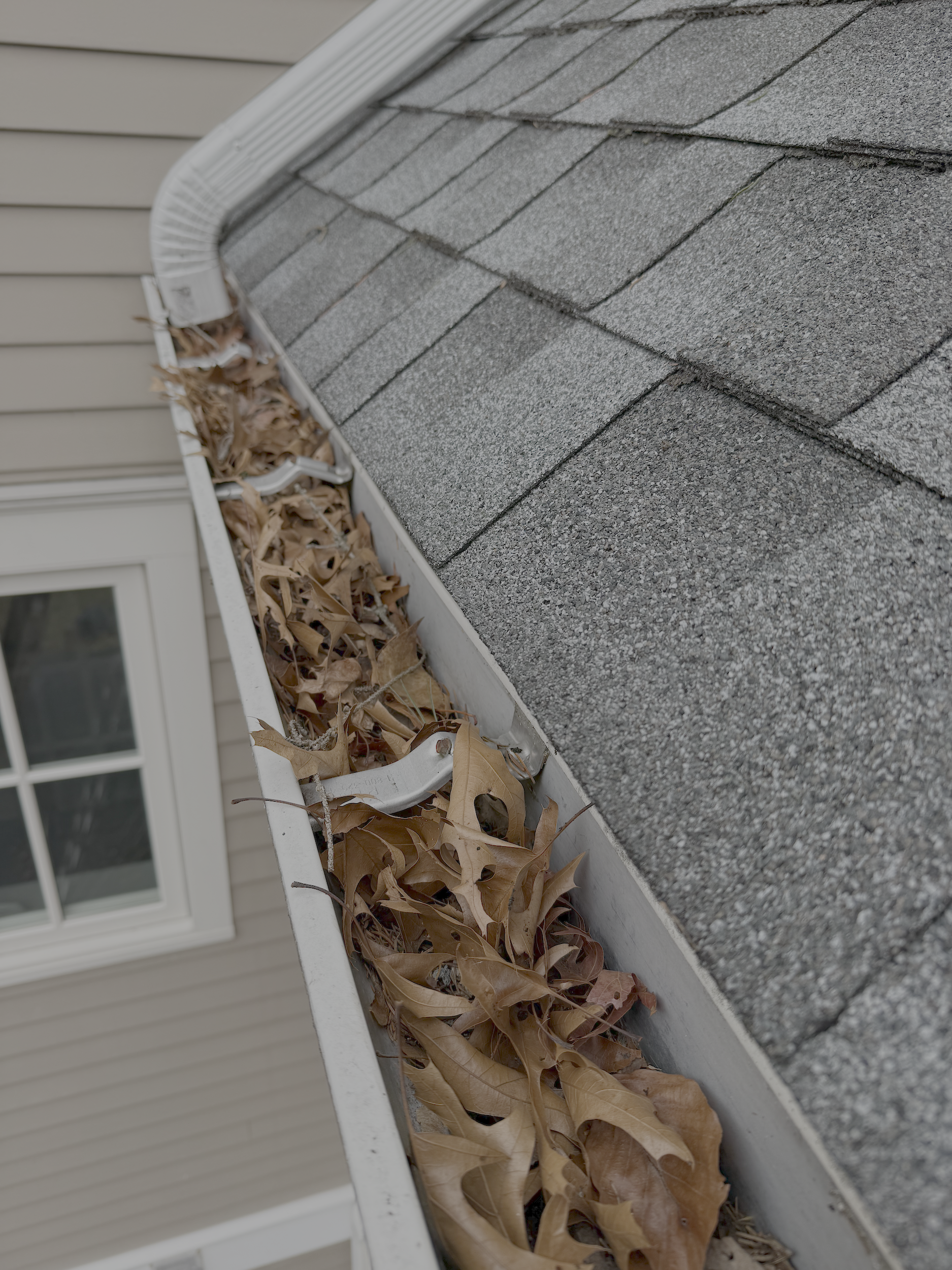 After: Gutters after professional cleaning in Wellesley, MA — debris removed and water flow fully restored.