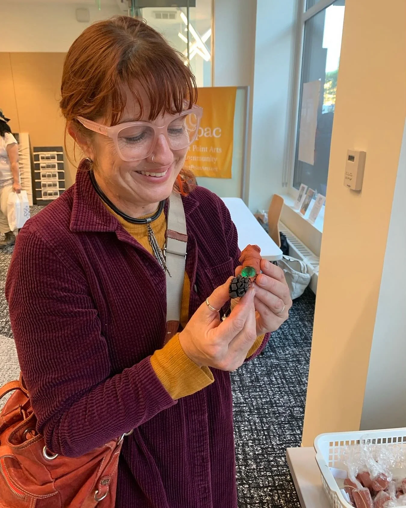 Officially launching my #TheWorldlingProject @fortpointartscommunity. The talented @rebeccabombshellart made a Worldling snail that moves seeds with a powerful green gemstone.