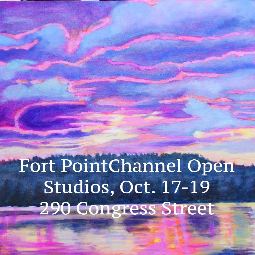 Been painting strange sitings, like Bloody Clouds. Come visit me during @fortpointartscommunity open studios, October 17 - 19. I'm at 290 Congress Street heading into the Seaport!