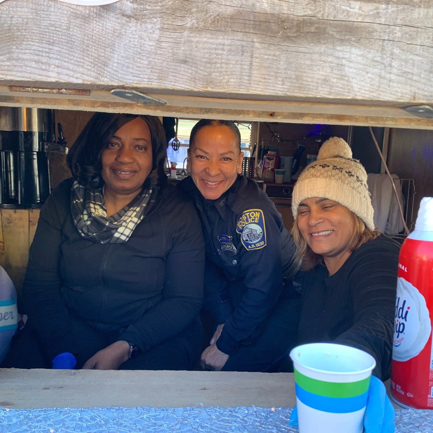 Not sure what ICE is doing today. but @bostonpolice station 13 police were seving hot cocoa to the community to promote goodwill and connections. That made me feel safe and secure. Nice job!