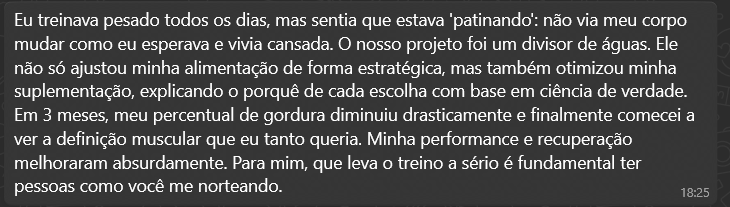 Texto em português sobre treinamento físico e mudanças corporais por disciplina e planejamento.