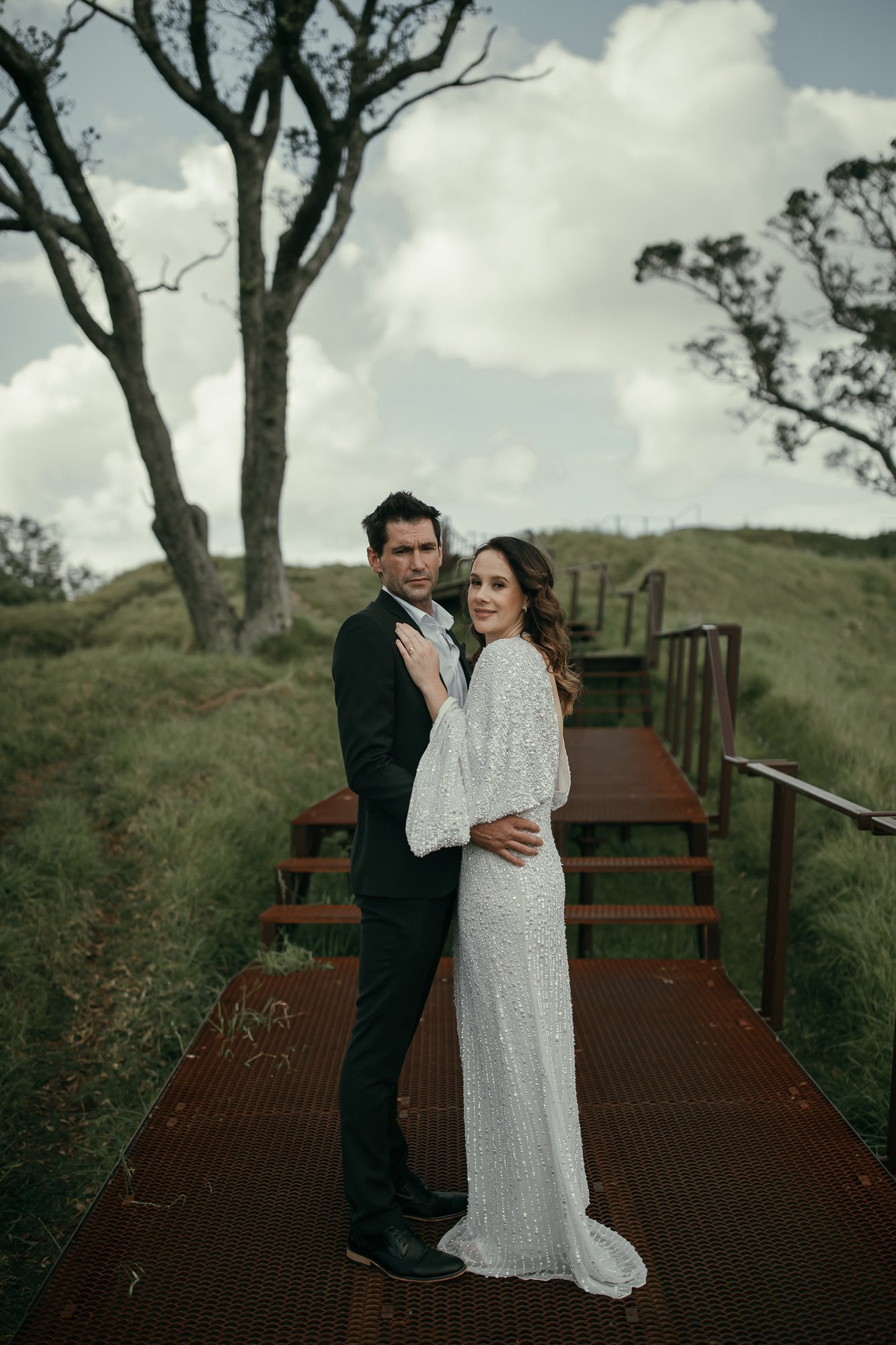 Danielle and Henry up Mount Eden