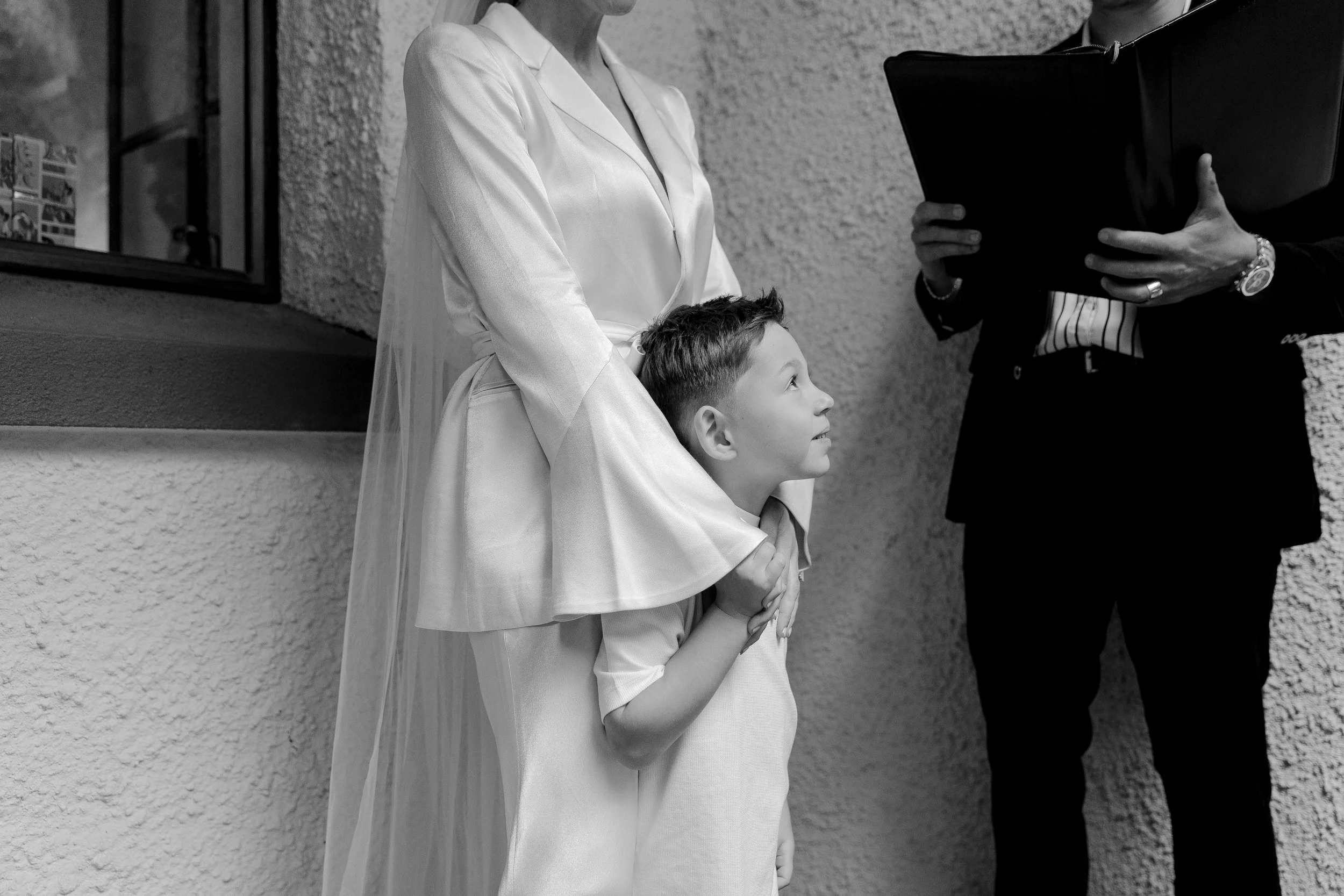 Mum and son during the wedding