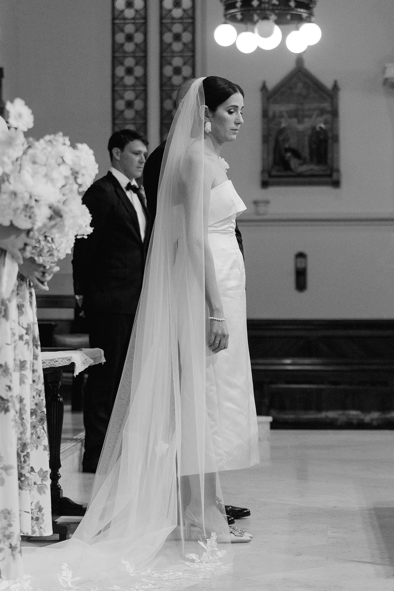 bride having a moment getting married