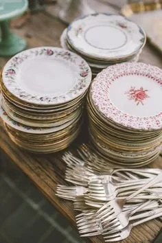 Mismatched China Dessert Plates