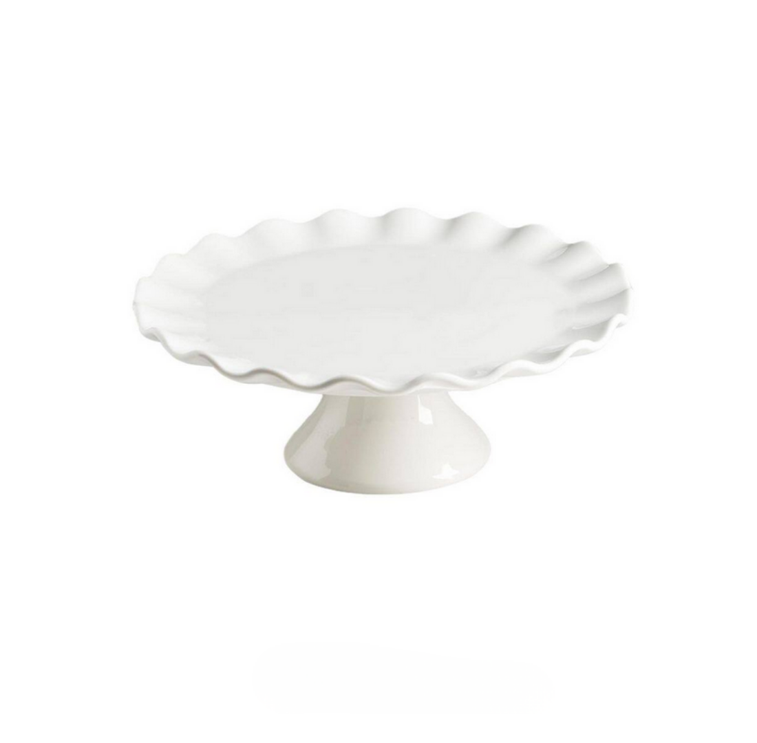 White Ruffle Cake Stands Assorted