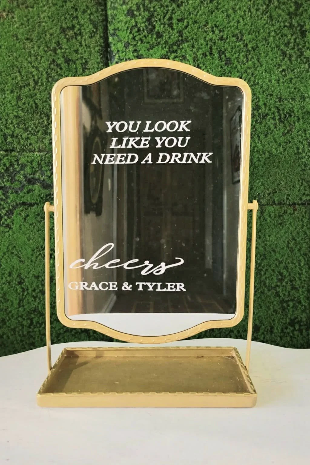 Gold Table Mirror Stand