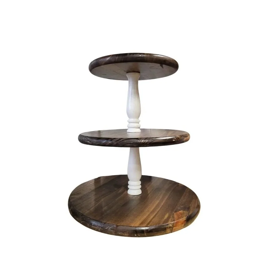 3 Tier Dessert Stand - Wooden / White