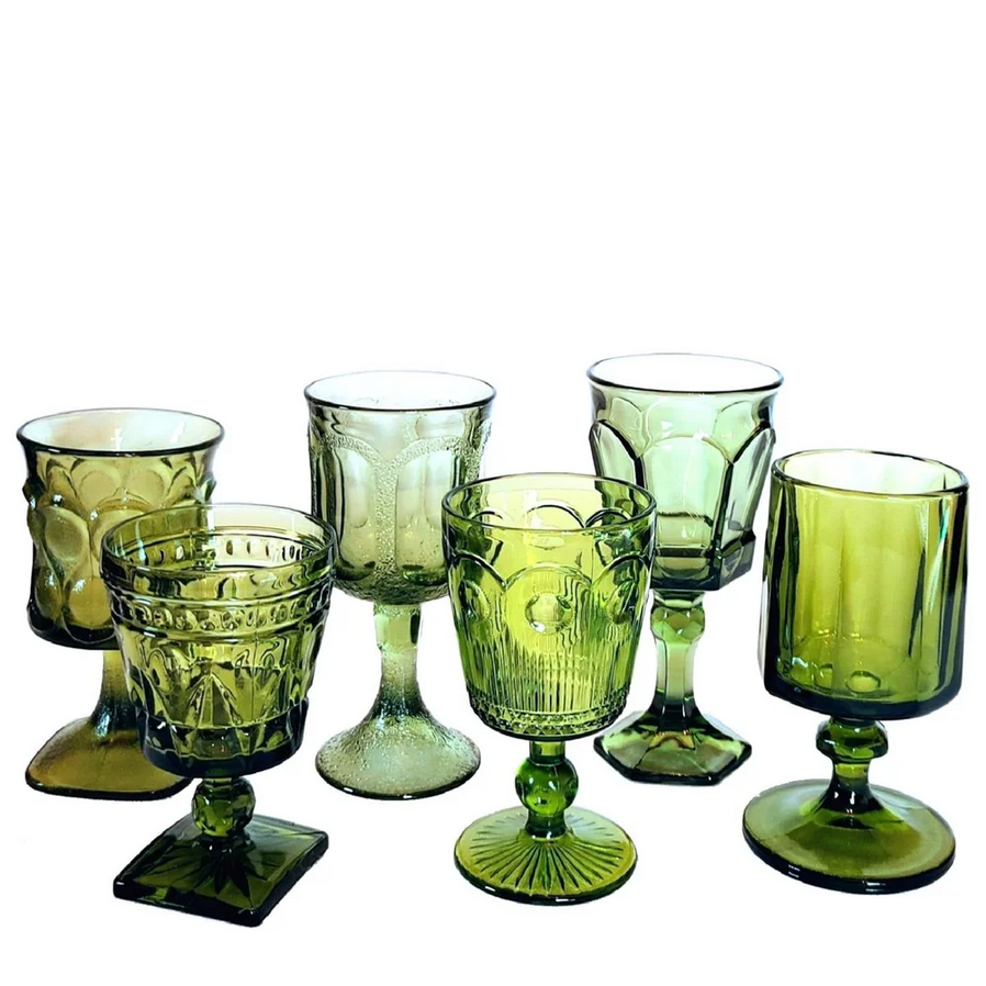 Green Miss-Matched Drinking Goblets