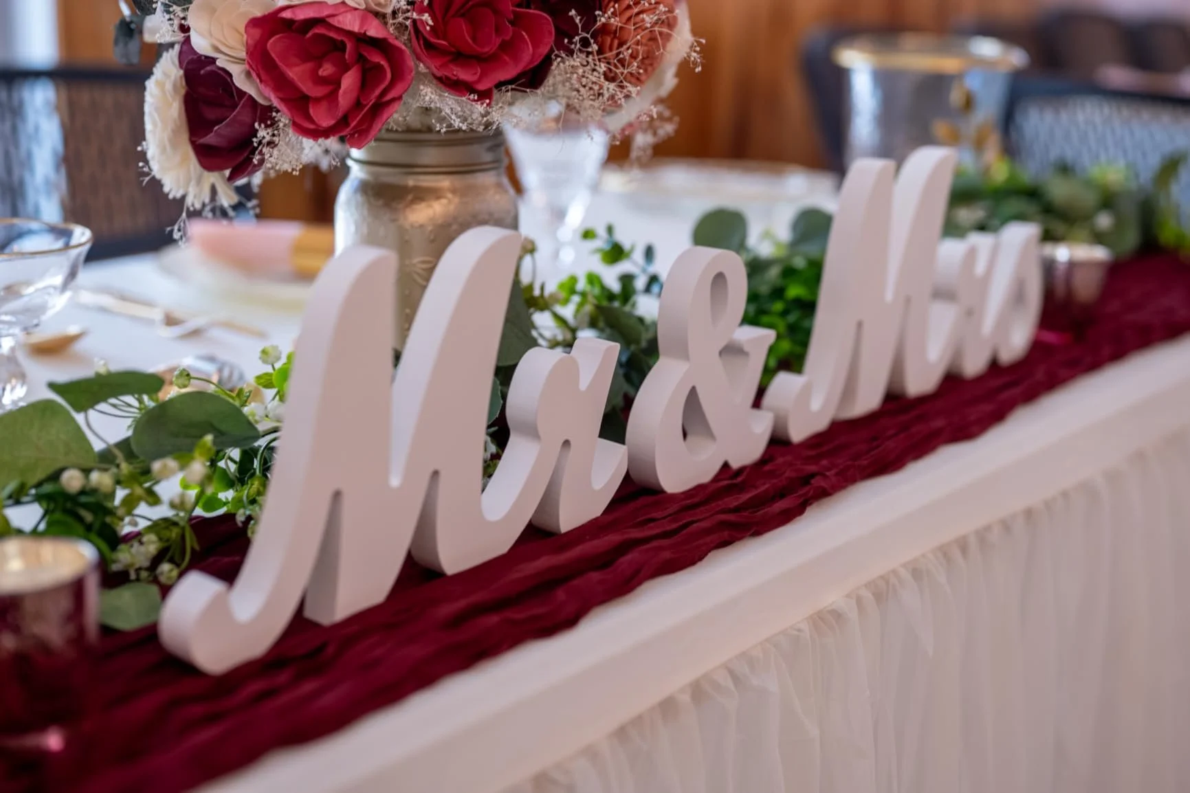 White Mr and Mrs Wooden Letters