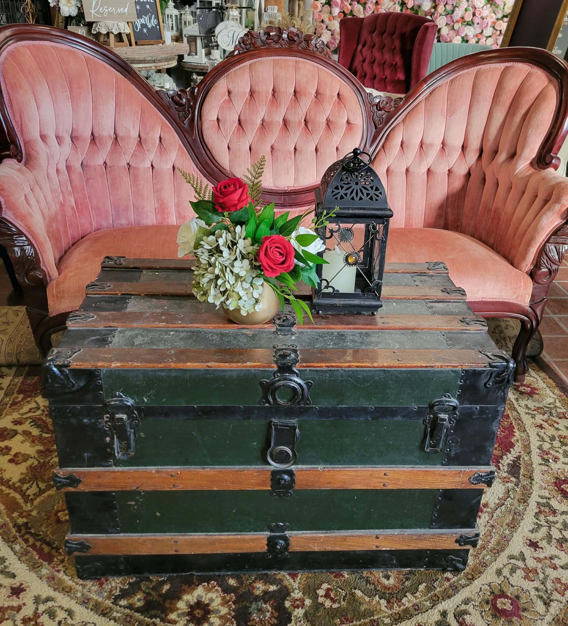 Black Vintage Steamer  Trunk
