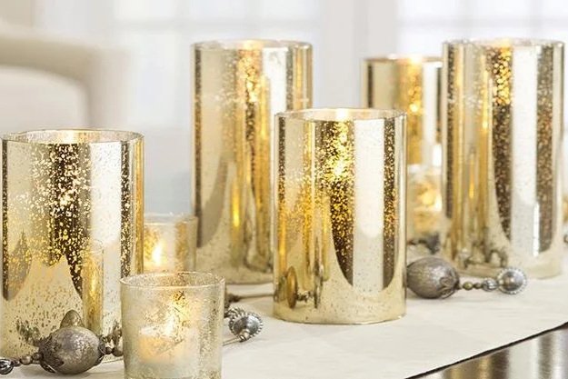 Mercury Gold Cylinder Vase