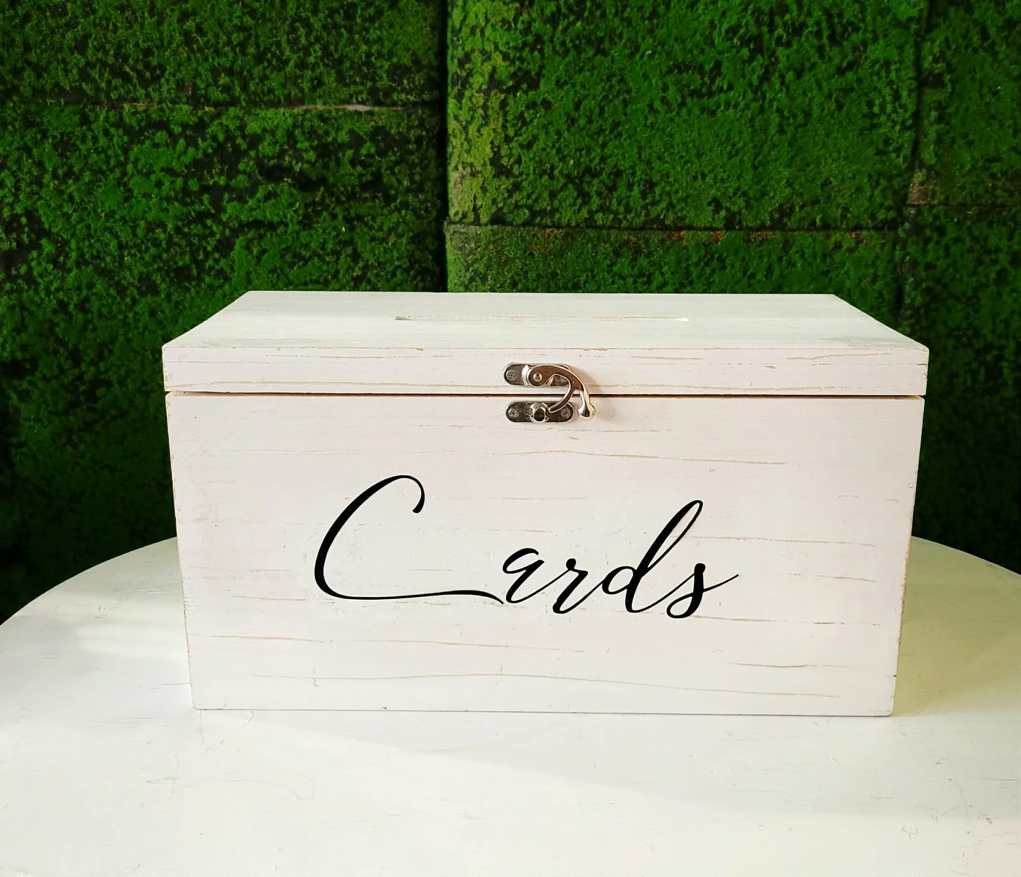 White Wooden Rectangle Cards Box