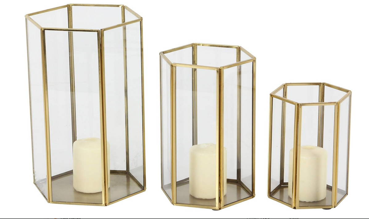 Screenshot 2026-03-16 at 16-19-19 Amazon.com CosmoLiving by Cosmopolitan Glass Decorative Candle Lantern with Metal Plate Set of 3 6 8 10 H Gold Home & Kitchen.png