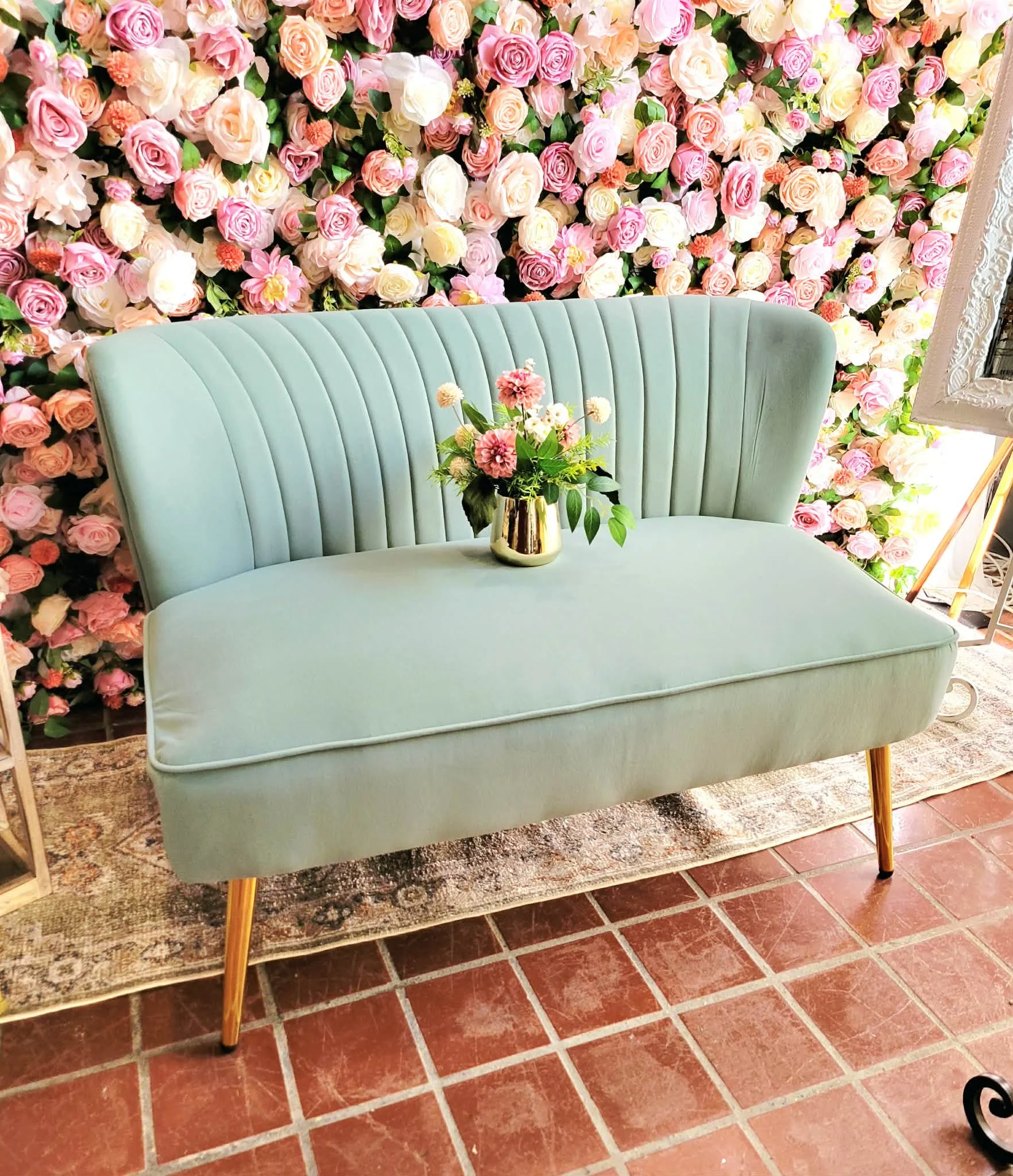 Sage Green Velvet Loveseat