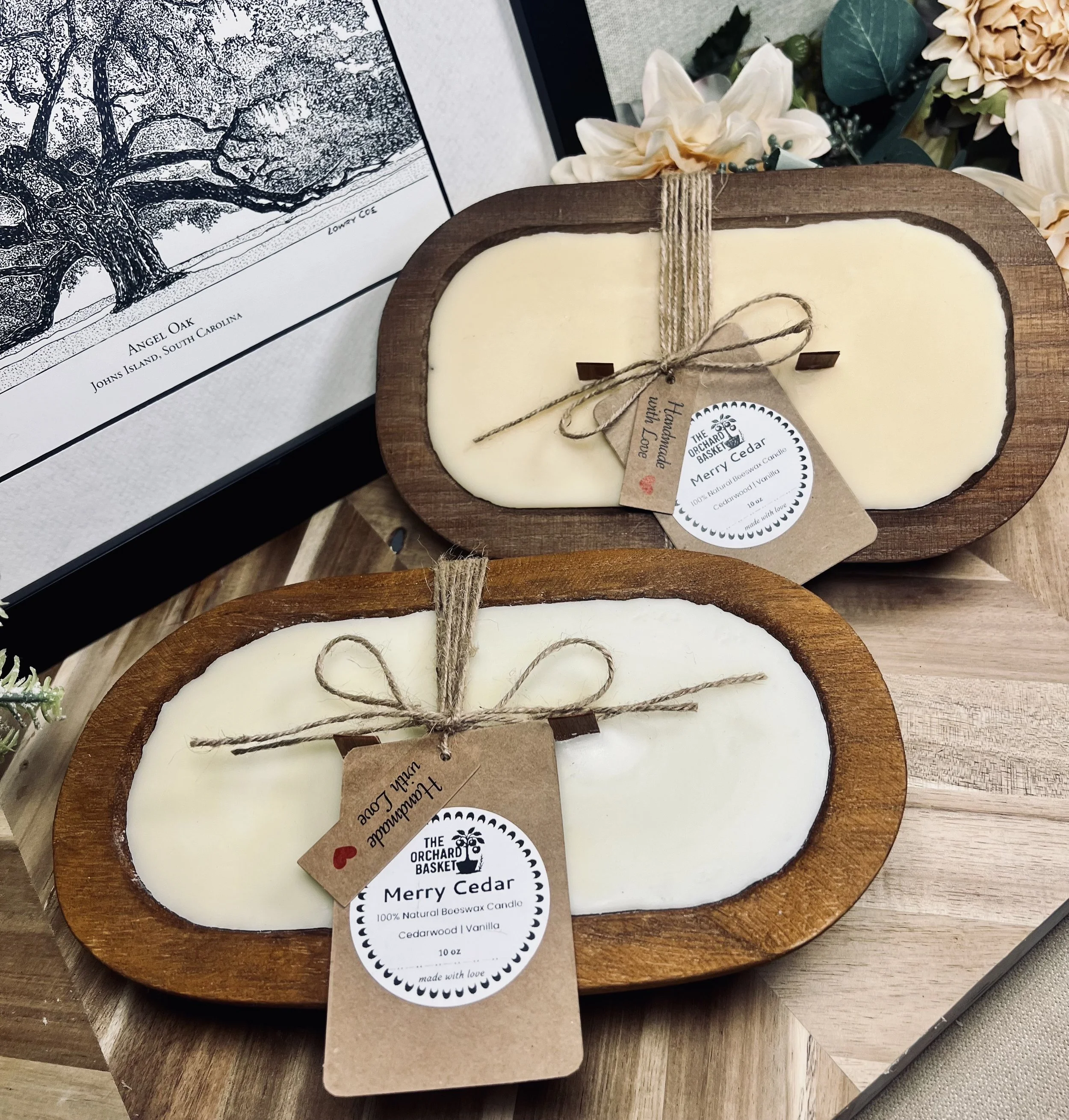 2-wick Dough Bowl Beeswax Candle