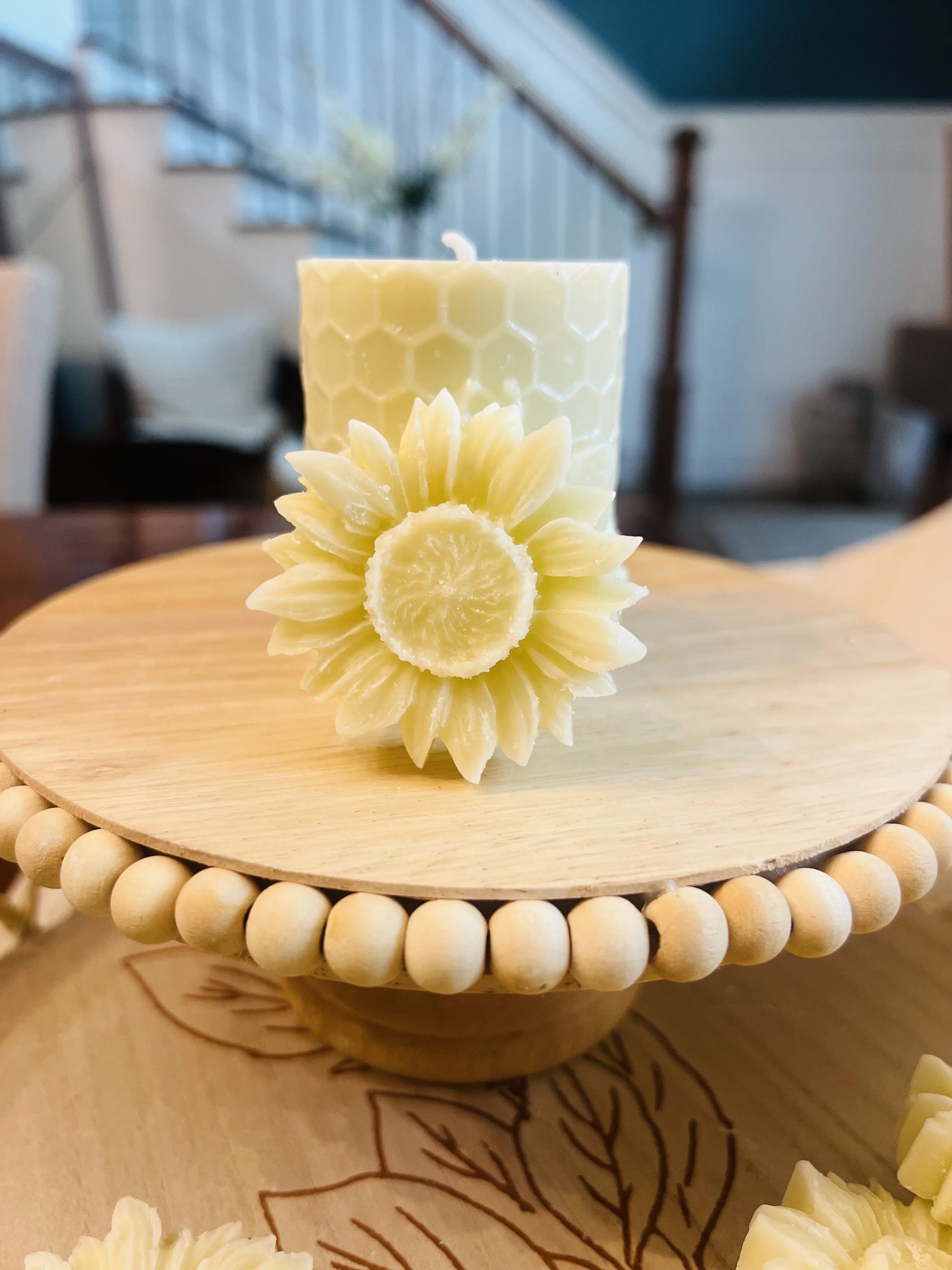 Beeswax Honey Bee Pillars and Floating Candles