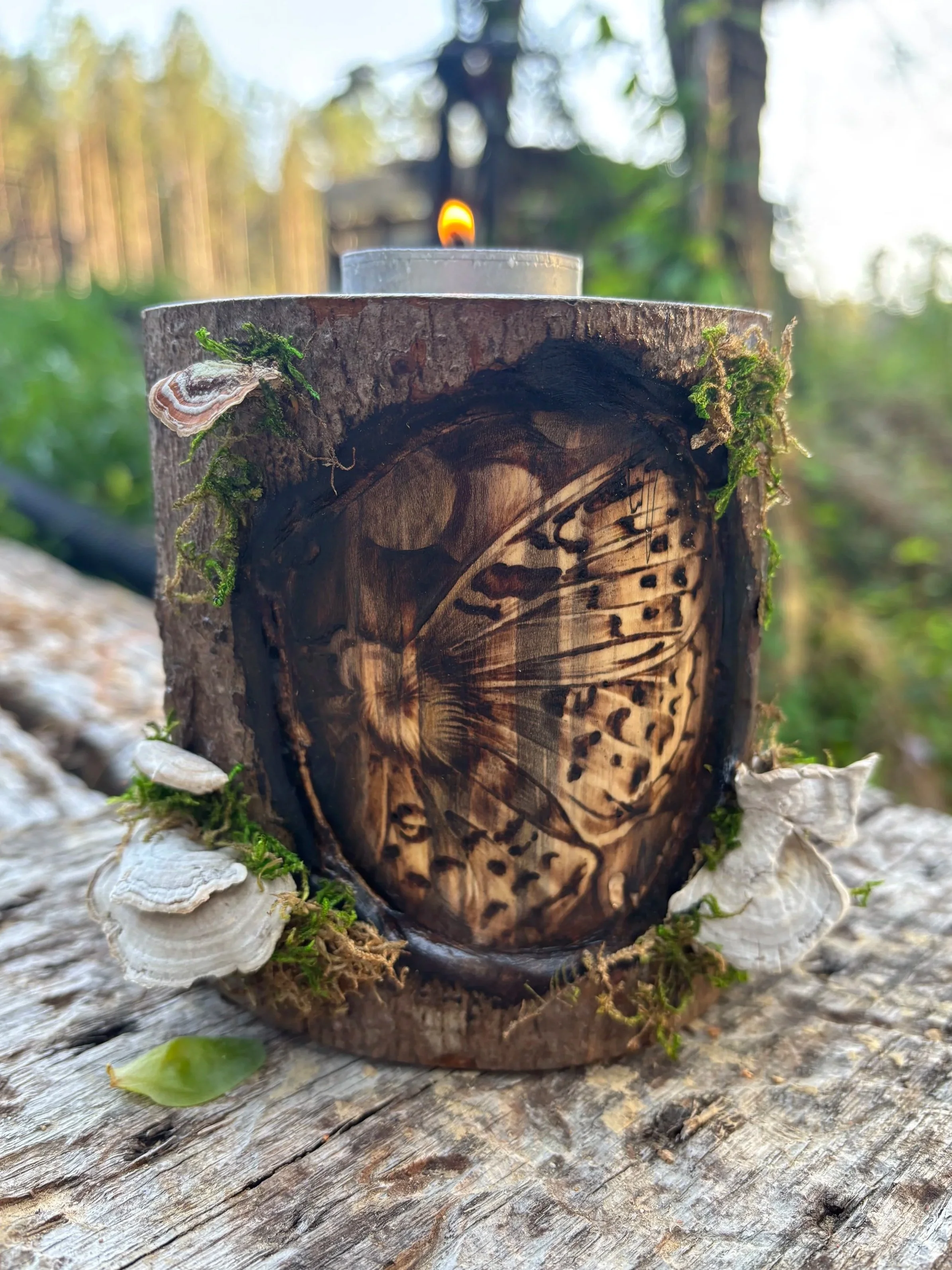 Butterfly Tea Light Tower (Aphrodite Fritillary)