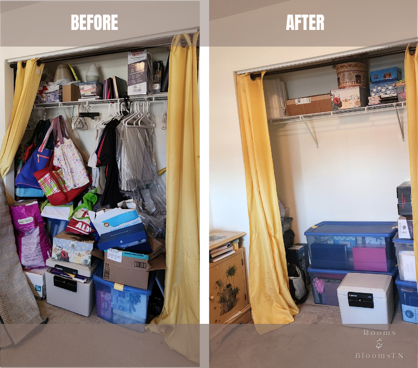 Before & After Cluttered and Messy Bedroom Closet