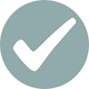 A checkmark inside a blue circle