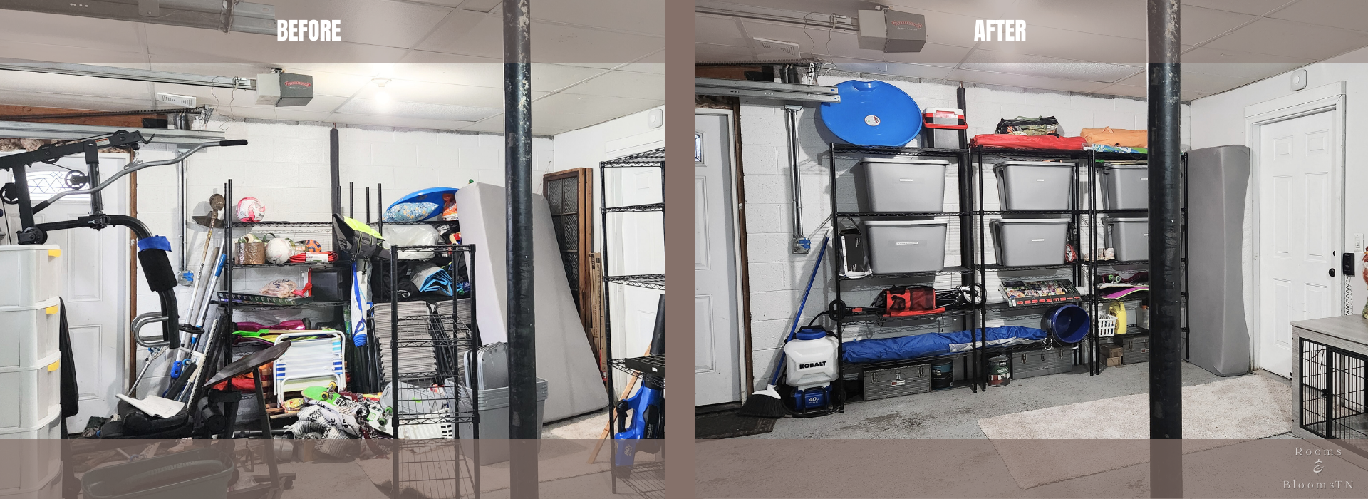 Before & After Cluttered and Messy Garage Storage Area