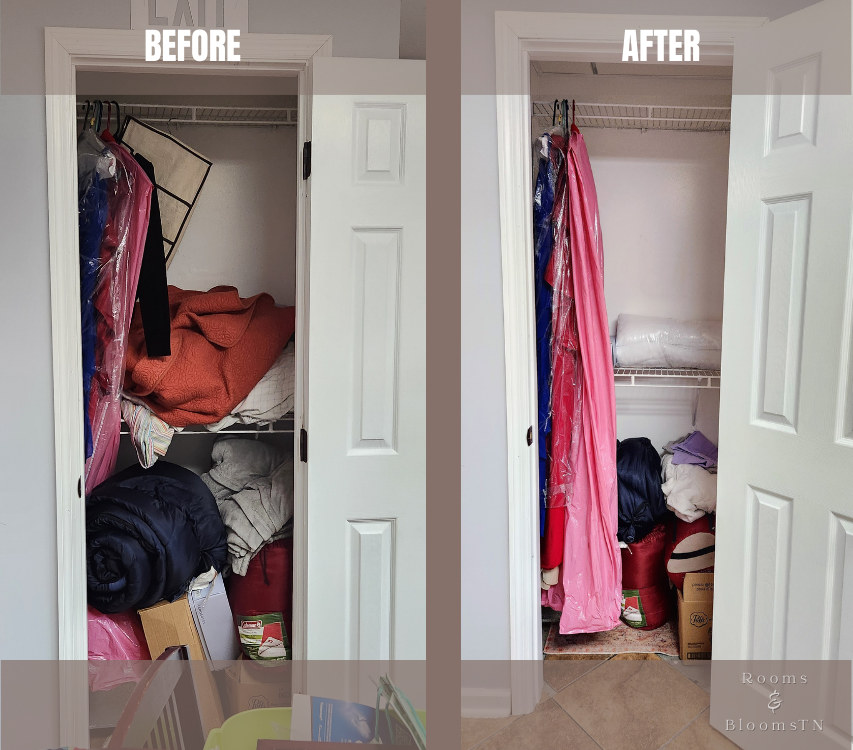 Before and after - Cluttered closet