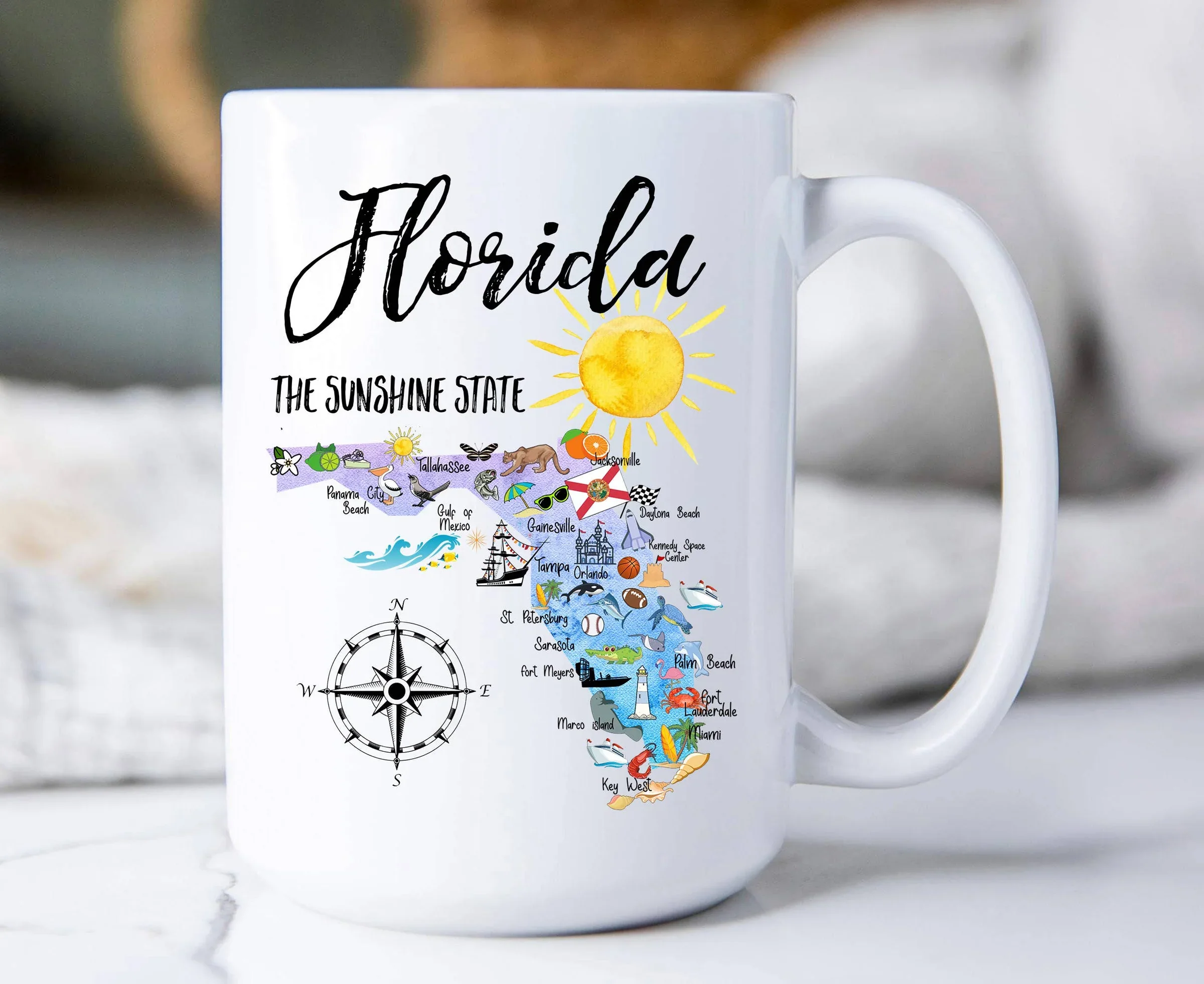Florida State Map Souvenir Coffee Mug 15 oz
