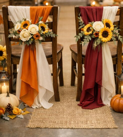 fall aisle decor sunflowers and roses classic.png